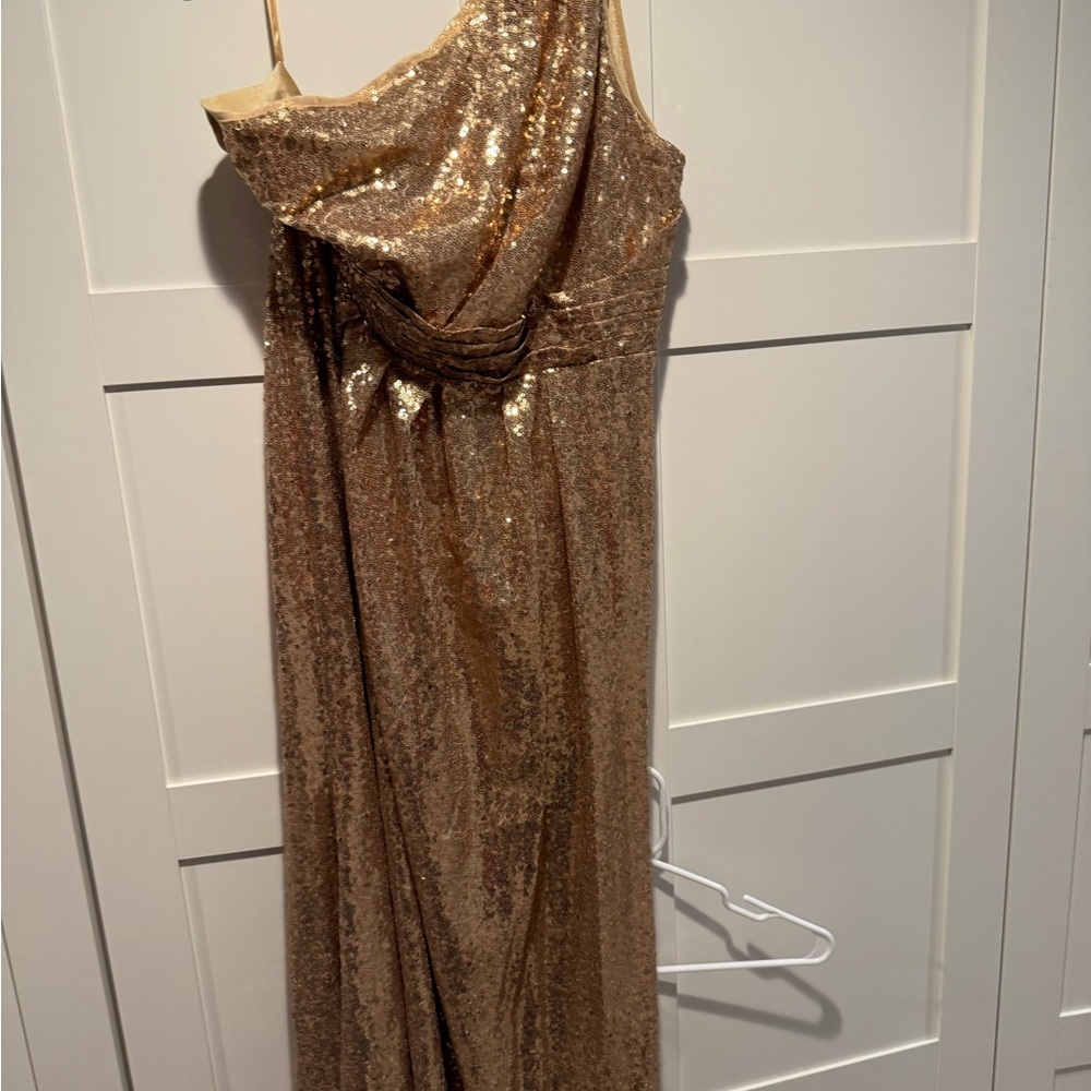 Source Unknown Gold Sequin One Shoulder Dress